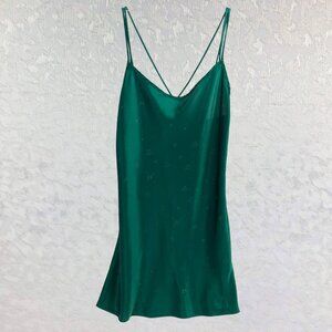 Katherine Bishop Vintage Emerald Green Chemise with Silvery Star Shimmer Size S